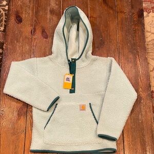 Carhartt Kids Mint Sherpa Hoodie with Dark Green Trim